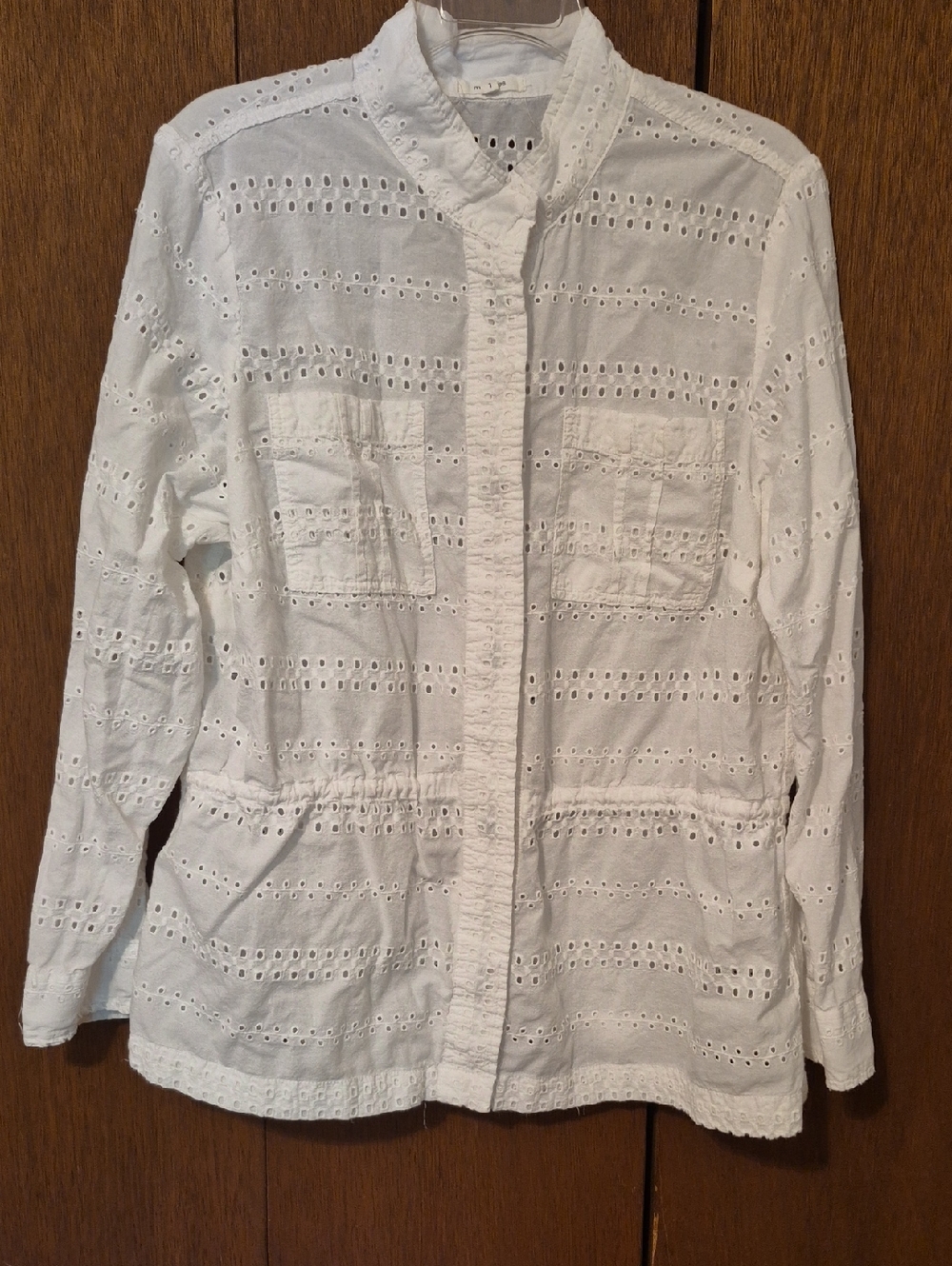 Maurices Womens White Eyelet Snap Front Jacket SZ 1